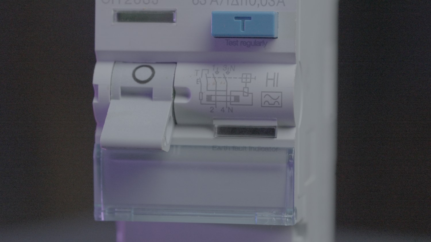 Doepke residual current circuit breaker showing its test button and wiring diagram