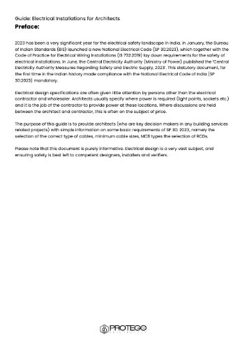First page of the Electrical Installations for Architects guide